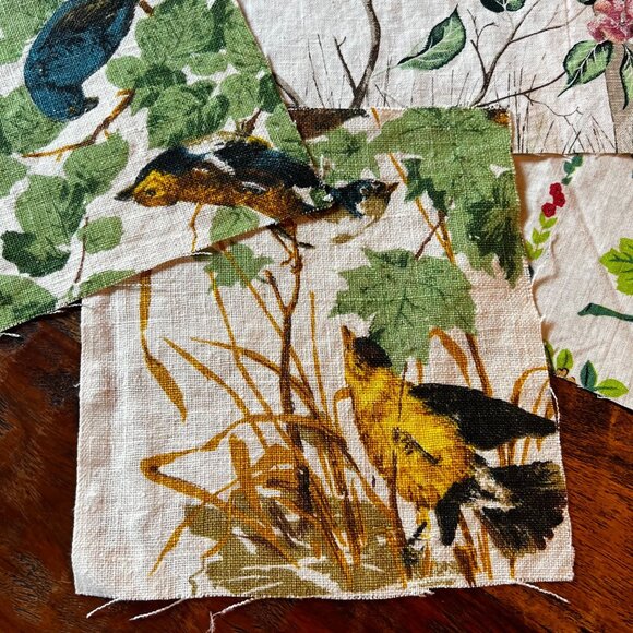 Vintage Fabric Squares For Crafting  Alps Chalet & Jim Dandy Birds Prints - Picture 8 of 16